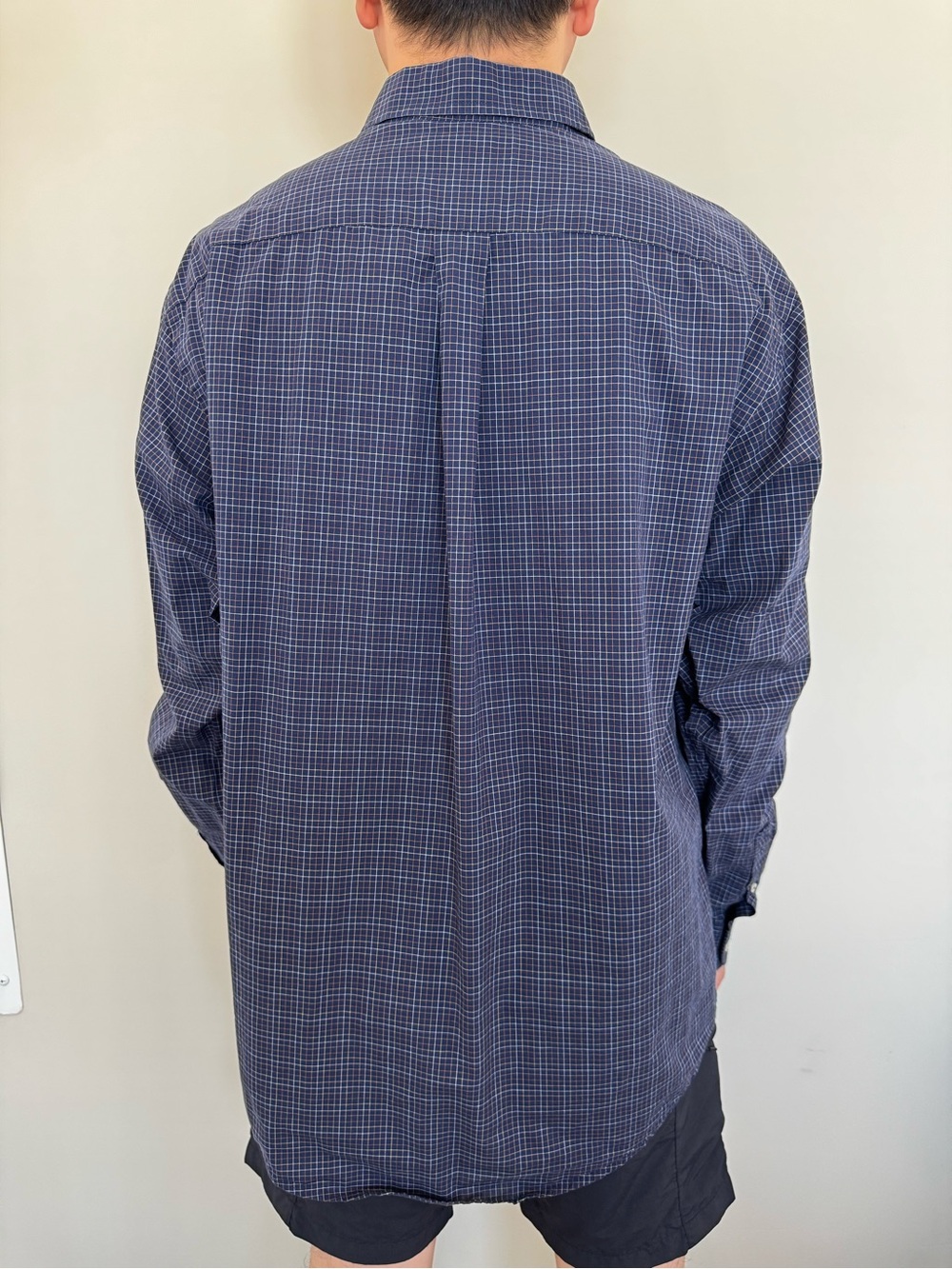 Roundtree & Yorke Navy and White Checked Button-Down Shirt